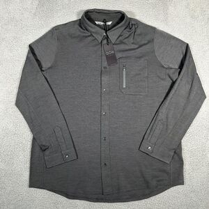 Qor Shirt Mens XL Gray Merino Wool Blend Button Up Performance Outdoor New‎